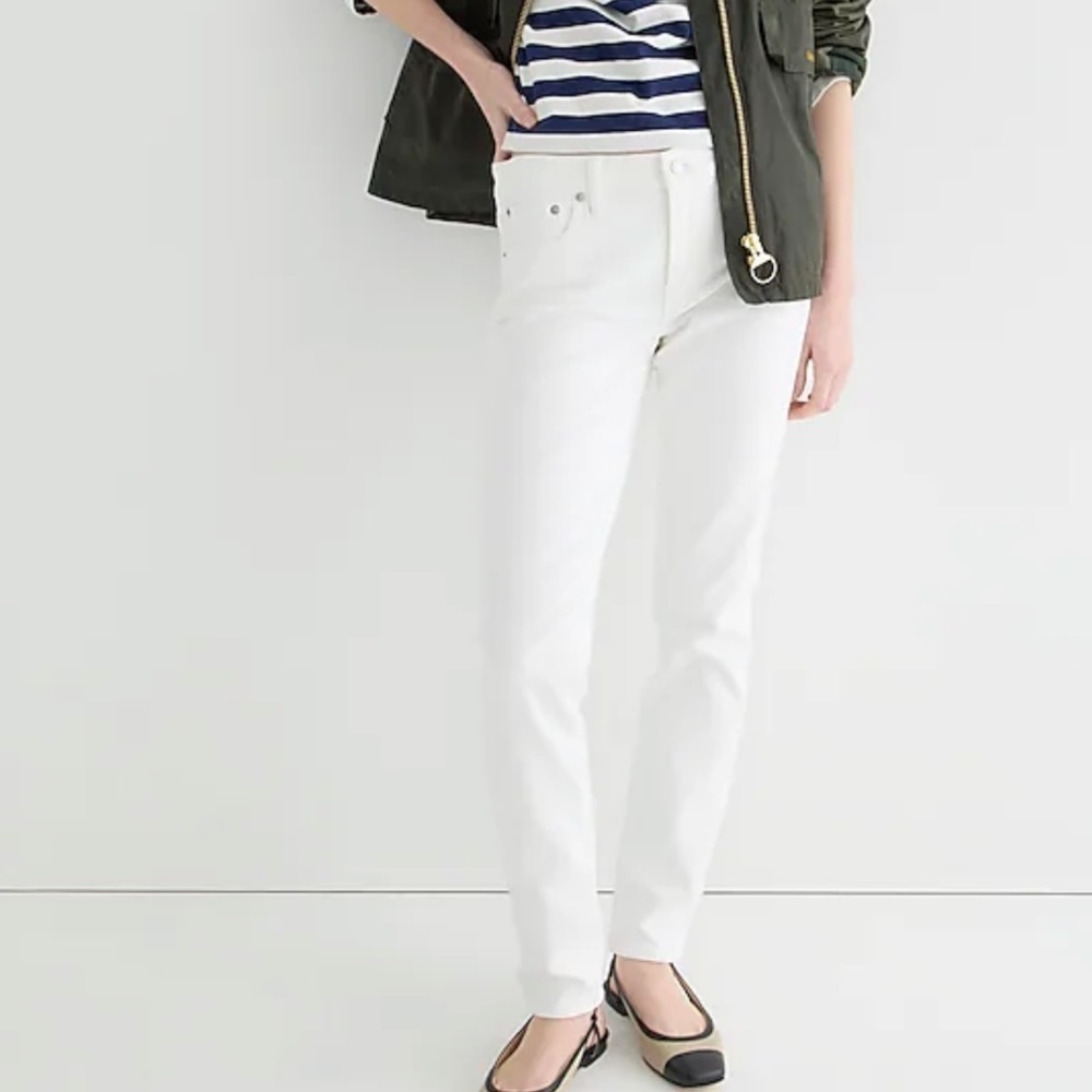 J crew 8” toothpick jeans white wash